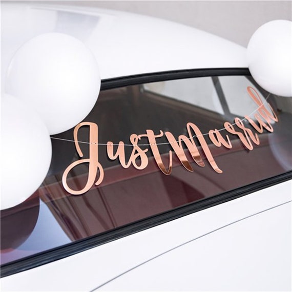 Rose Gold Wedding Car Decor, Just Married, Car Decorations WED9942 