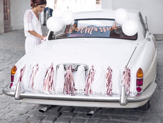 Rose Gold Wedding Car Decor Just Married Car Decorations Etsy