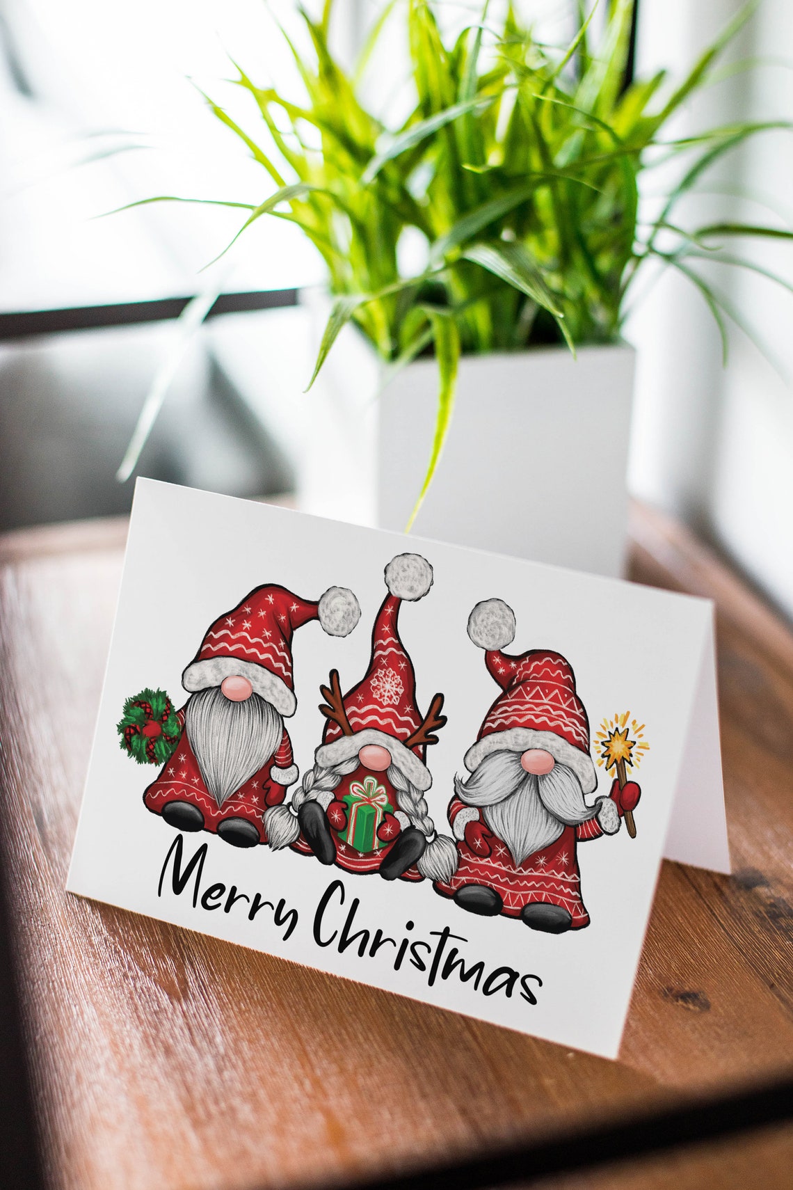 Funny happy Christmas card Gnome Christmas cards Merry Etsy