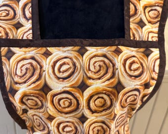 apron with cinnamon rolls, bakers theme apron