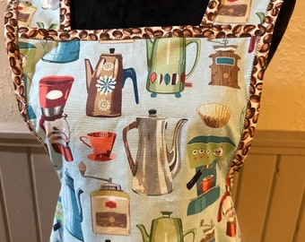 Apron with coffee theme, apron, women apron, housewarming gift, hostess gift, barista gift, coffee lovers gift, birthday gift,
