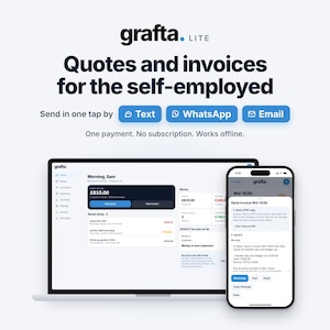Grafta Lite: Hairdresser Invoice and Quote App UK, Barber, Mobile Hairdresser, Salon Receipts, Self Employed Stylist, No Subscription