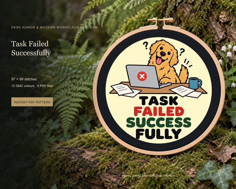 Javascript Failed Icon Task Failed Successfully Cross Stitch Pattern, Funny Quote PDF Download ...