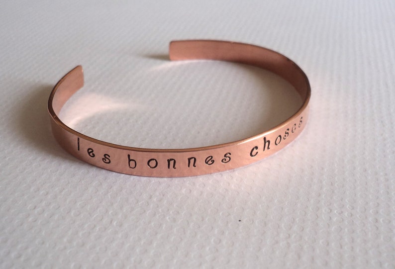 Genuine Copper Cuff Bangle Hand Stamped Aluminium Cuff Name Bracelet Personalised Jewellery image 9