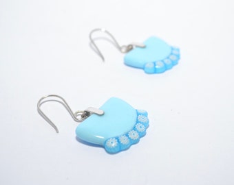 Aqua Blue Millefiori Earrings