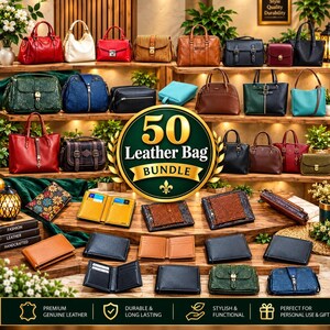 50 Leather Bag Patterns Bundle PDF, Leather Backpack, Tote, Crossbody, Bag, Duffle Bag and Wallet Designs, Leathercraft Digital Download