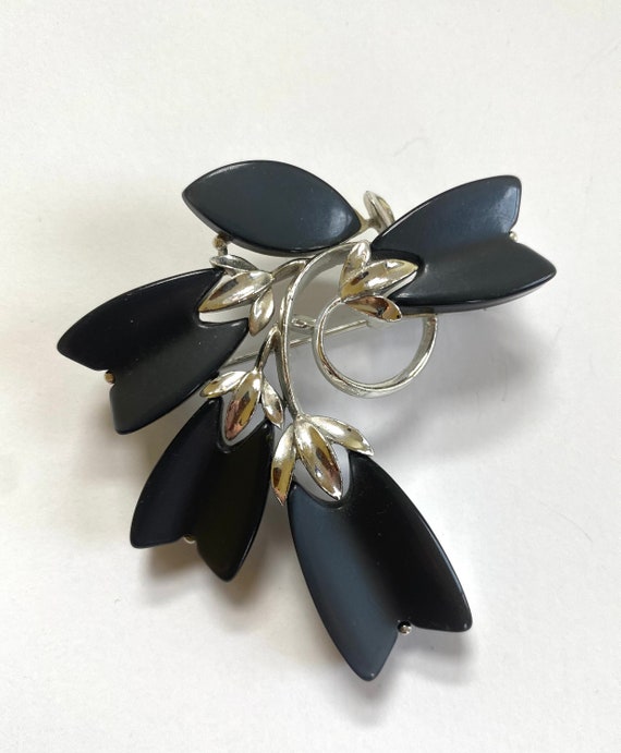 Black and Silver Lisner Brooch - image 3