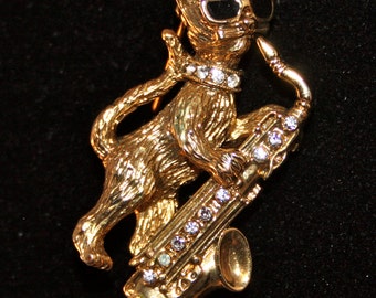 Vintage Brooch Jazz cat