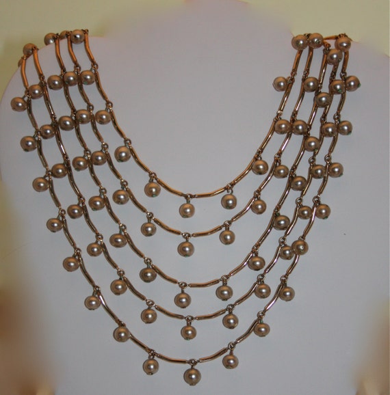 Vintage necklace faux pearl - image 2