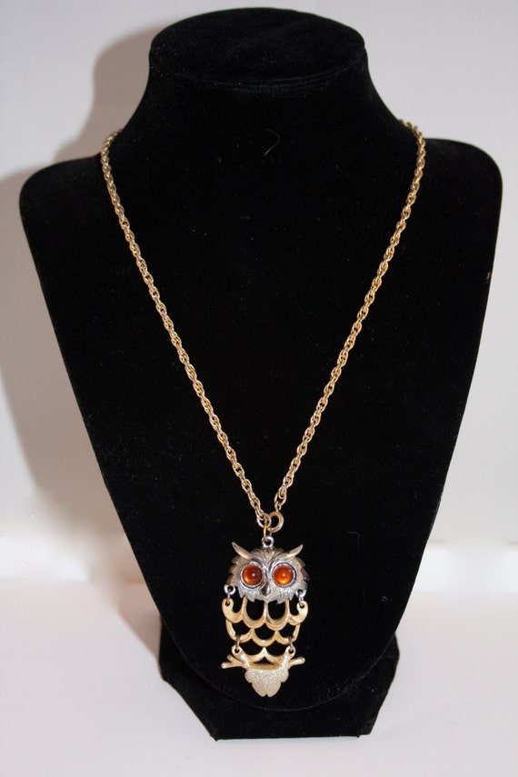 Vintage Necklace  1970 owl - image 2