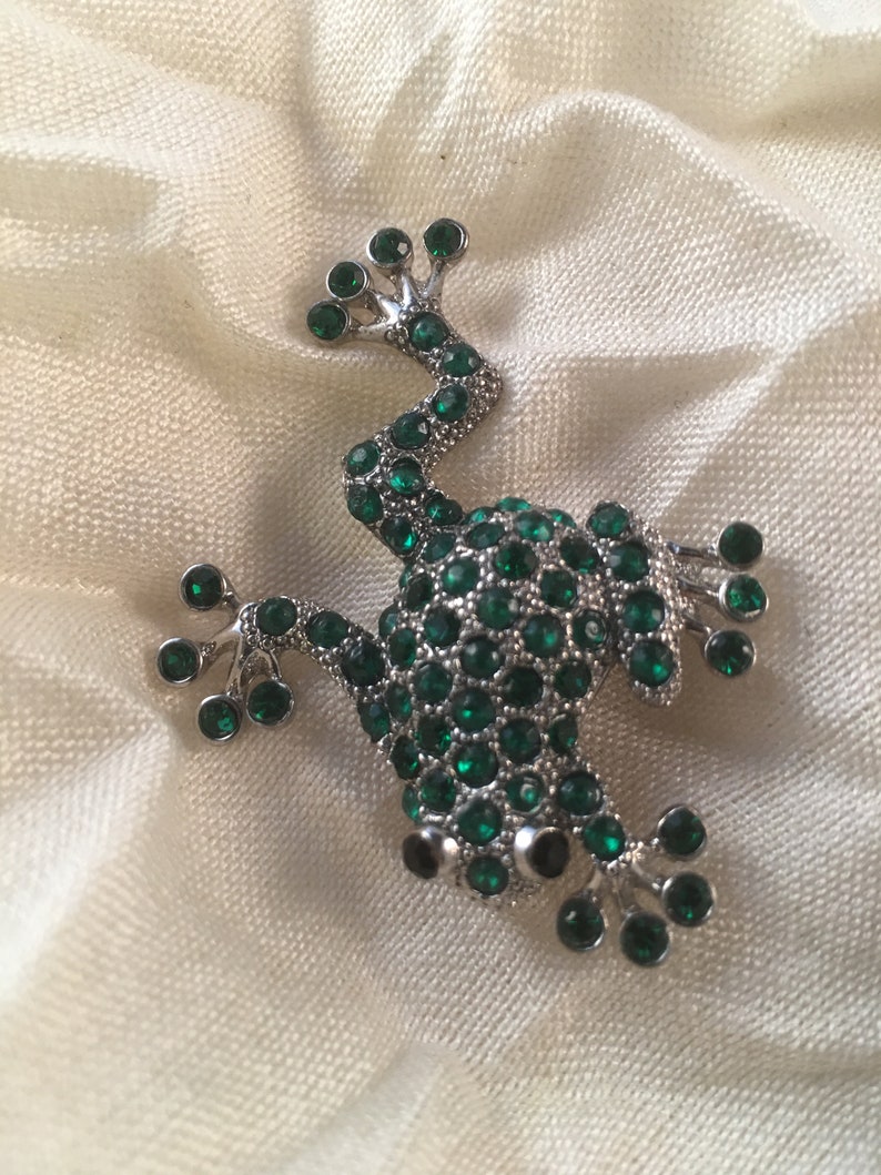 Vintage Frog rhinestone pin Liz Claiborne