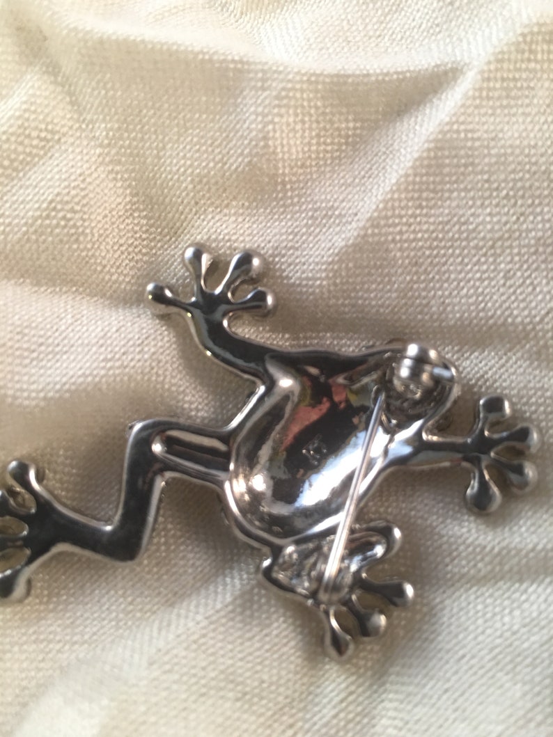 Vintage Frog rhinestone pin Liz Claiborne