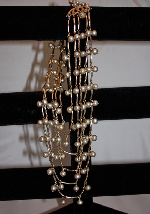 Vintage necklace faux pearl - image 4