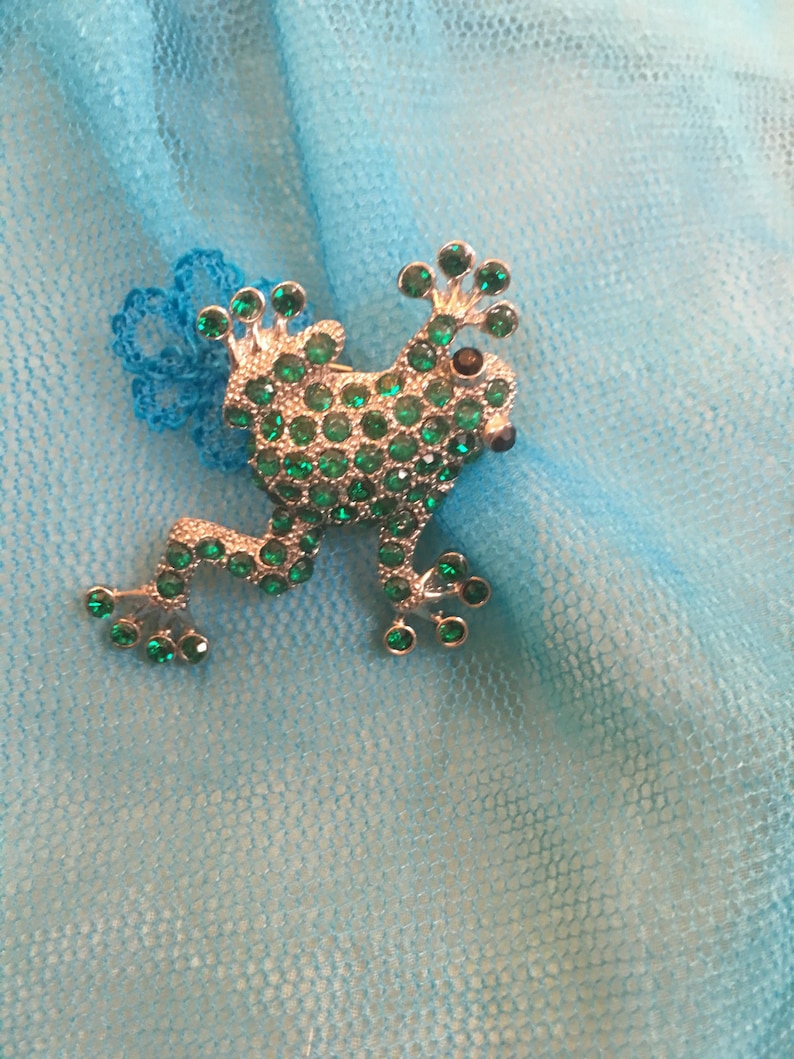 Vintage Frog rhinestone pin Liz Claiborne