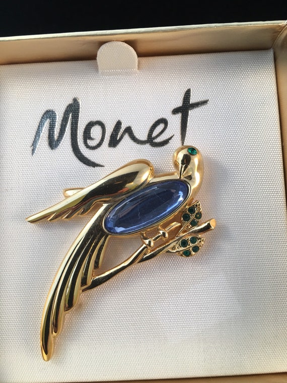 Blue bird vintage brooch by Monet
