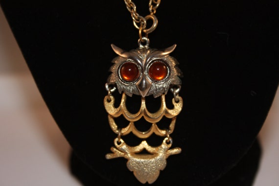 Vintage Necklace  1970 owl - image 1