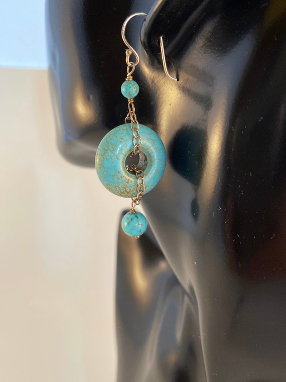 Turquoise chain dangle earrings