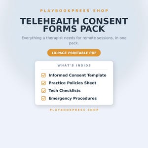 Telehealth Consent Forms Pack | Therapist Video Session Policies, Client Forms & Prep Checklists | Printable PDF
