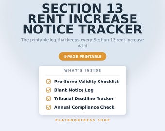 Mieterhöhungsmitteilungen nach § 13 | Mietüberprüfungsprotokoll für Vermieter in England, Terminplaner für Gerichtsverfahren | Druckversion
