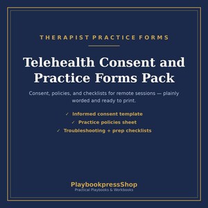 Pakket met toestemmingsformulieren voor teleconsultatie | Formulieren voor de therapeutische praktijk | Beleid voor videosessies en checklists voor cliëntvoorbereiding