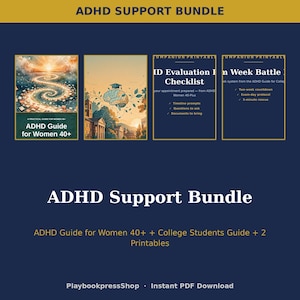 ADHD Support Bundle 2026 | Guide for Women 40+ + College Students Guide + Checklists | Printable Bundle