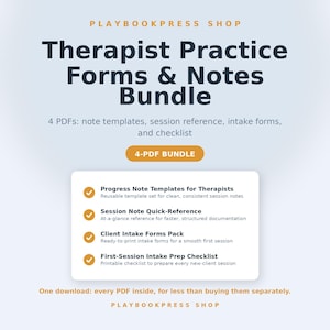 Therapist Practice Bundle 2026 | Progress Note Templates + Session Note Reference + Intake Forms + Prep Checklist | Printable PDF