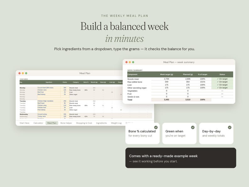 Raw Feeding Calculator for Dogs, BARF + PMR Meal Planner, Google Sheets ...