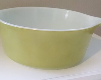 Small Cinderella Pyrex bowl, avacado green, free ship