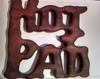 Wood Hot Pad trivet - rare. Free ship