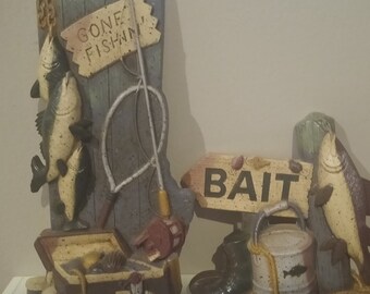Set of 2 Home Interiors Fishing plaques