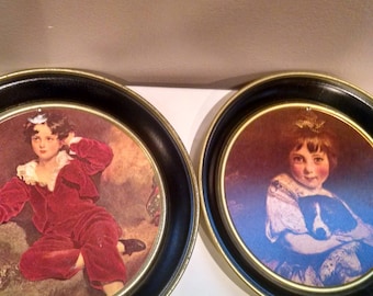 Set of 2 Fabcraft metal hanging tins, famous art
