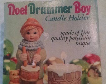 Vintage Noel Drummer Boy tealight holder, free ship