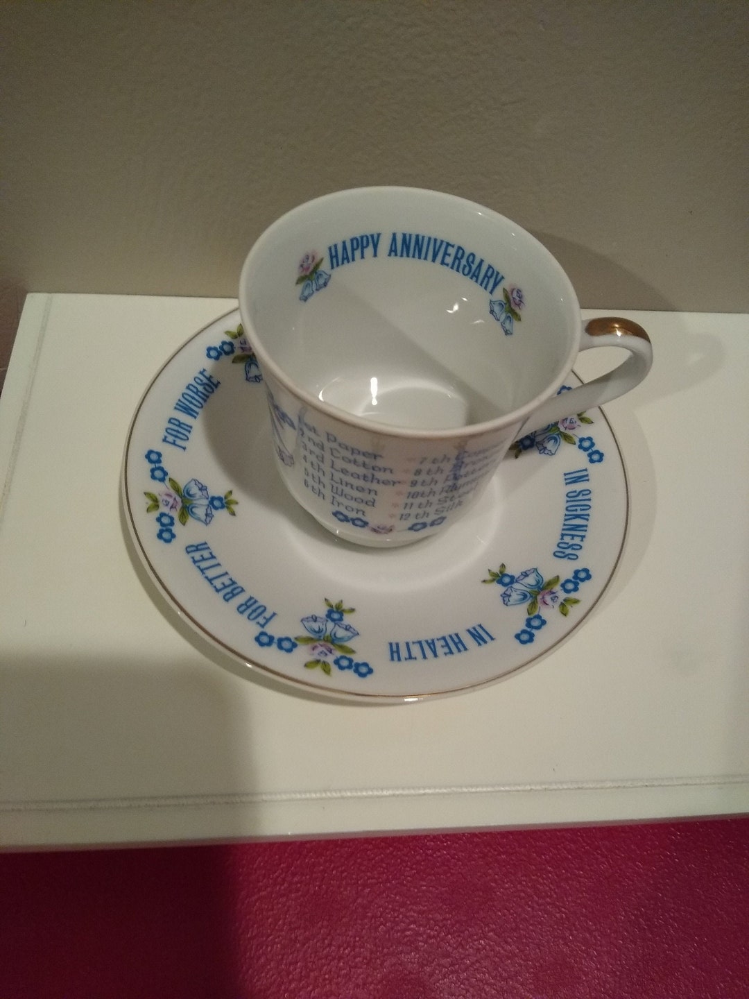 Beautiful Anniversary / Wedding Themed Tea Cup and Saucer - Etsy