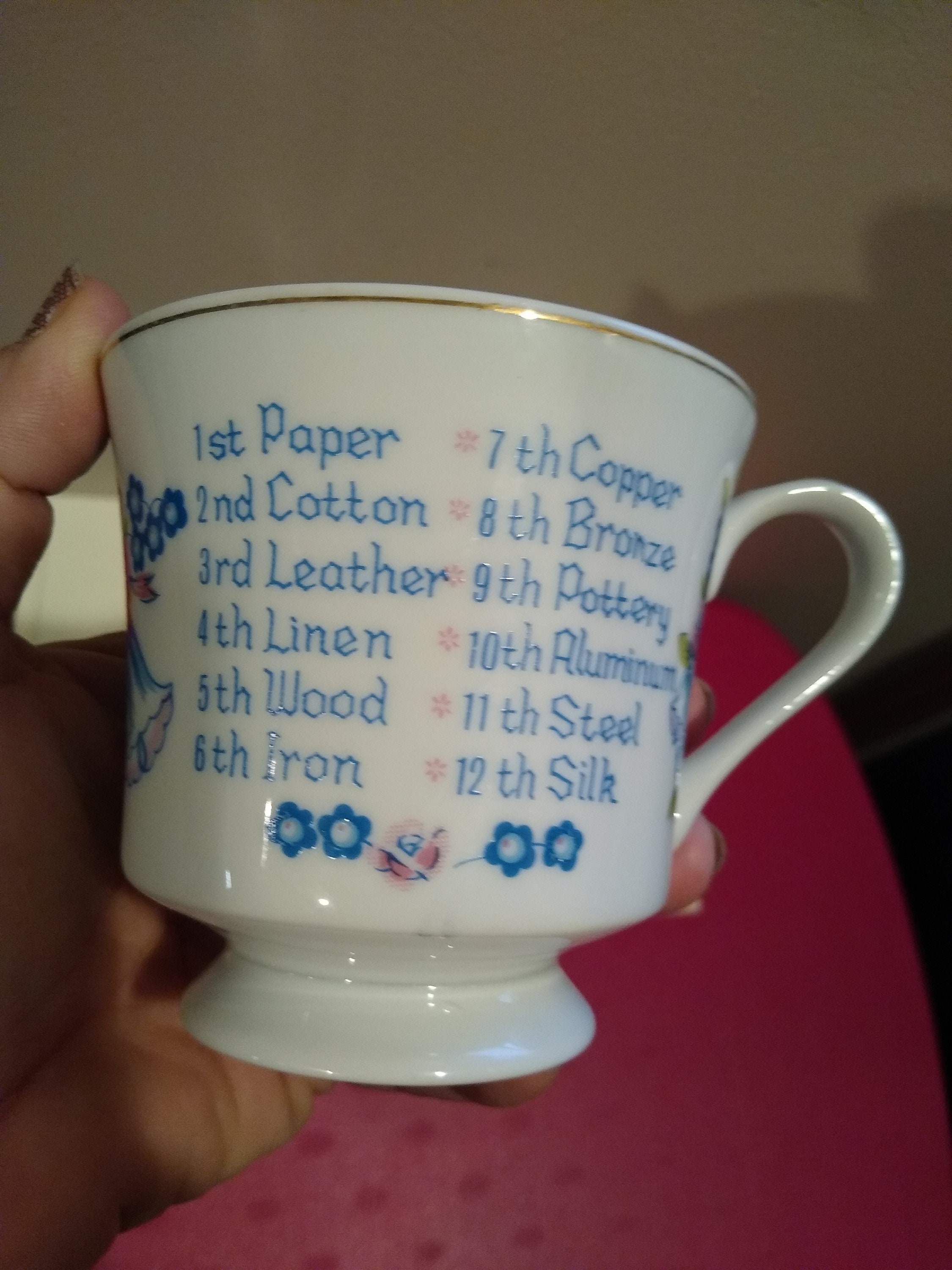 Beautiful Anniversary / Wedding Themed Tea Cup and Saucer Etsy