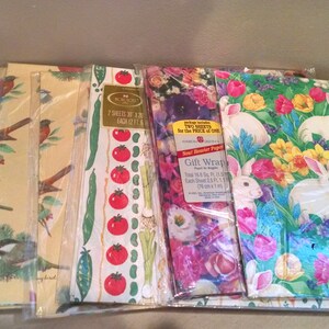 Lot of vintage variety gift wrap, Spring theme. Free ship