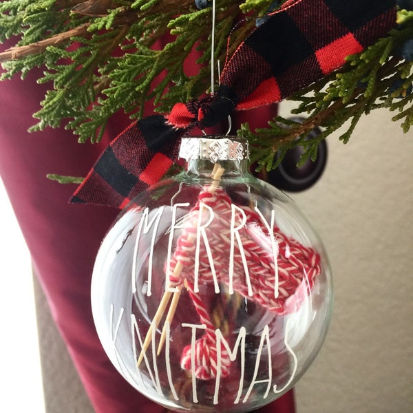 Knitting Christmas Ornament - Holiday Decor - Knitter Gift - Tree Ornament- Knitting Ornament  - Yarn Ornament - Christmas Decor 2019 Style