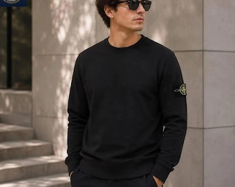 Stone Island Crewneck Sweatshirt, Long Sleeve Pullover, Casual Streetwear Top