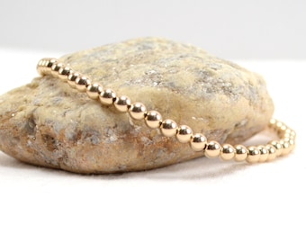4mm Gold Filled Stacking Bracelet: Beaded Stretch Jewelry