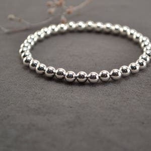 5mm Sterling Silver Bead Bracelet: Stackable Stretch Jewelry