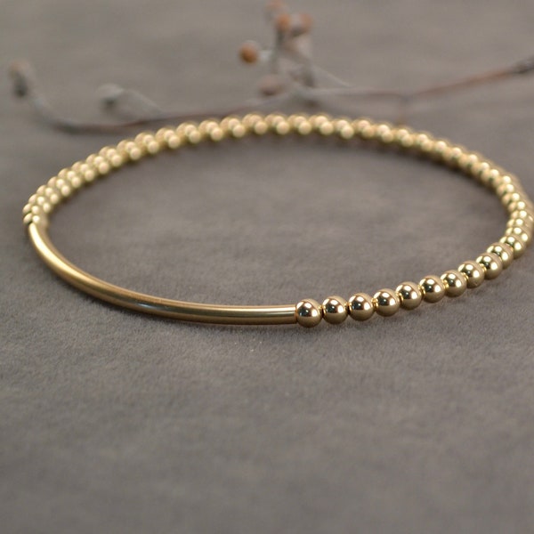 Gold Tube Bracelet Etsy