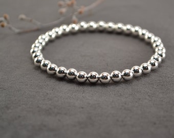 5mm Sterling Silver Bead Bracelet: Stackable Stretch Jewelry