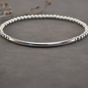 3mm Silver Bracelet, Sterling Bracelet, Silver Bead Bracelet, Silver Beaded Bracelet, Stackable Bracelet, Stretch Bracelet, Tube Bracelet
