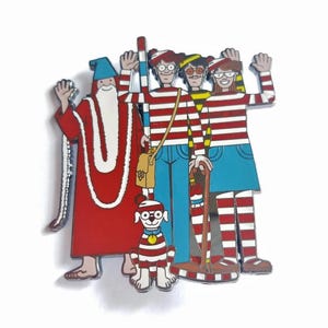 Var är Waldo och gänget emaljnål | 80-90-tals serietidningsbrosch med kavajnål (5 cm)
