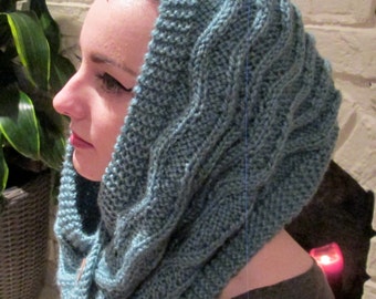 KNITTING PATTERN: Cowl, Hooded Cowl, Scarf - Instant PDF Download