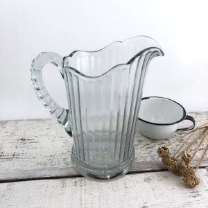 Heavy Pressed Cut Glass Vintage Milk Pitcher