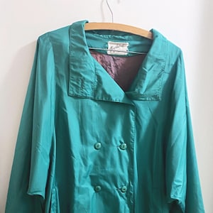 Women&#39;s Vintage Teal All Weather Trench Rain Coat - Count Romi