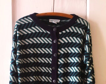 Vintage Objectives Green and Navy Cardigan