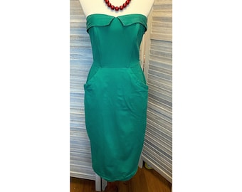 Vintage 80's does 50's Green Strapless Wiggle Dress