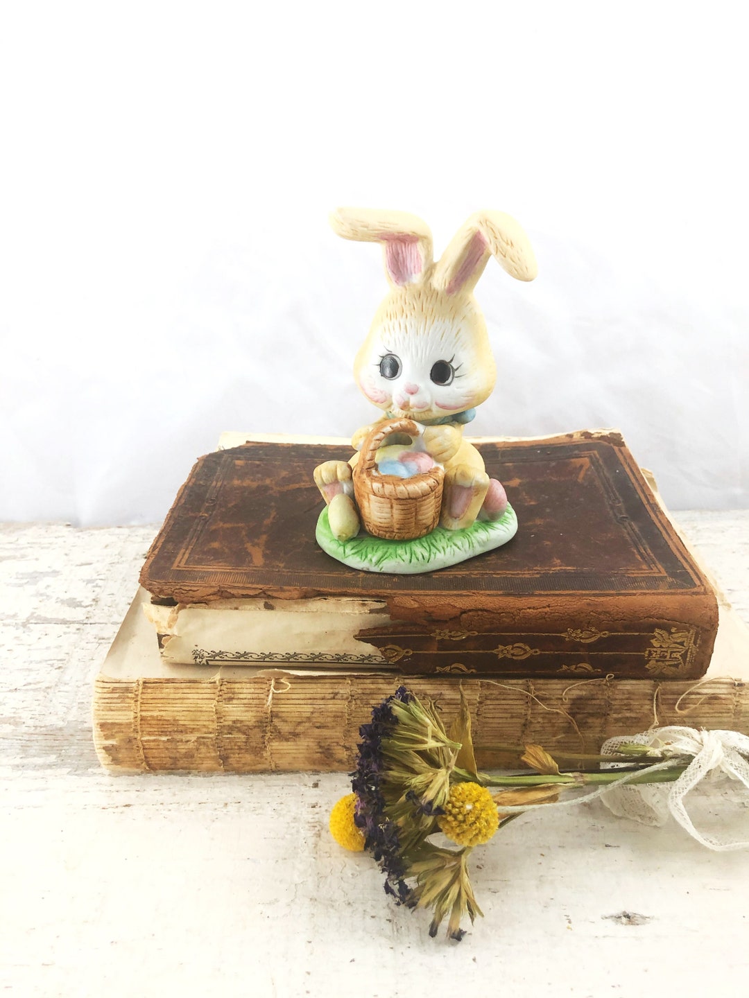 Petite Figurine Vintage Lapin Céramique - Enesco Japon, Bunny Girl Kitsch 60s (occasion)
