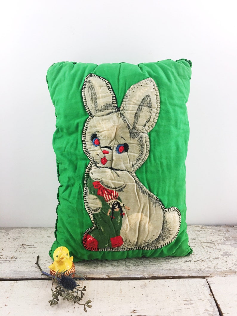 Antique Applique Bunny Pillow Etsy